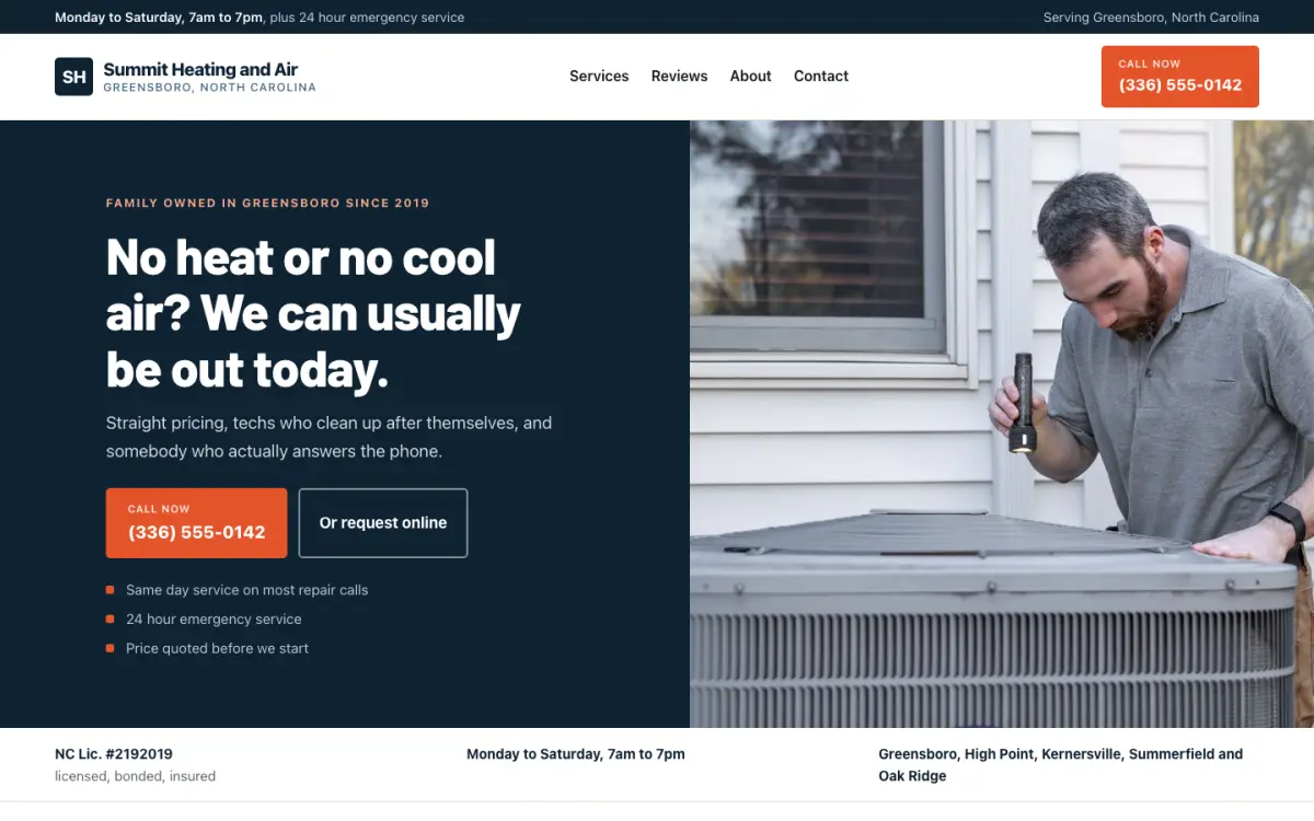 Summit Heating and Air home page